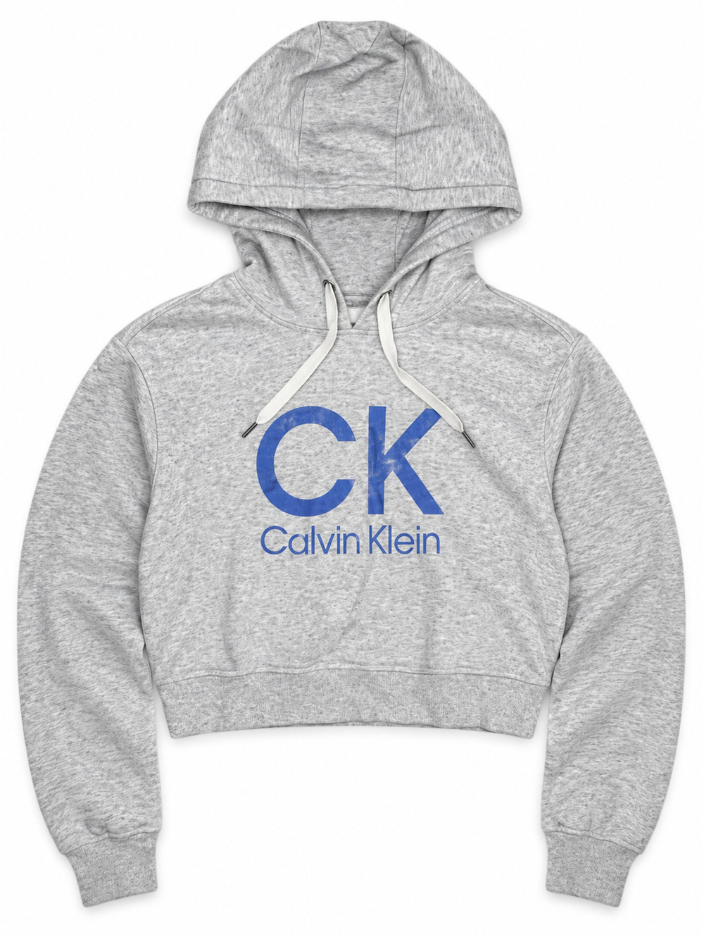 Calvin Klein Performance Women's Gray Cropped Hoodie with Blue Logo